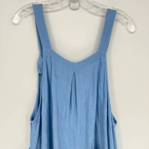 PRETTYGARDEN Women's Blue Cotton Linen Wide Leg Overall Jumpsuit Size L - Picture 6 of 8